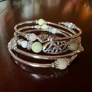 Bali Style -Beaded Coil Wrap Bracelet - Seafoam